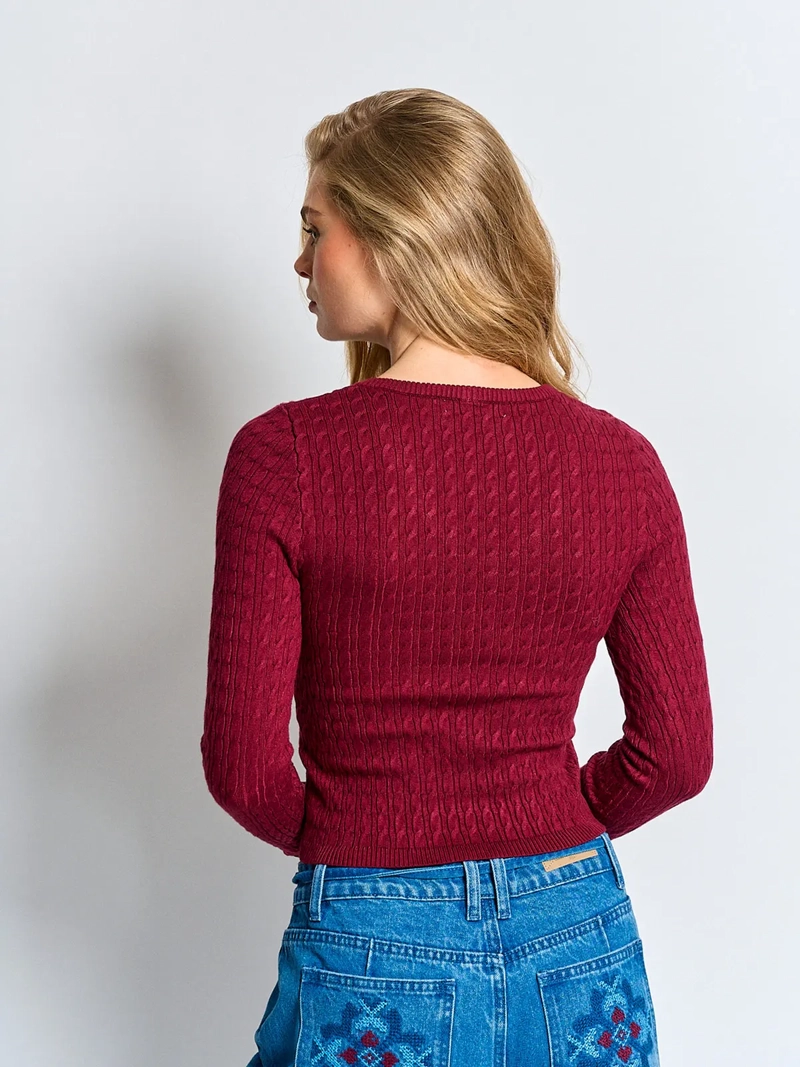 SWEATER MUJER INDEX MANGA LARGA TRENZADO - 2