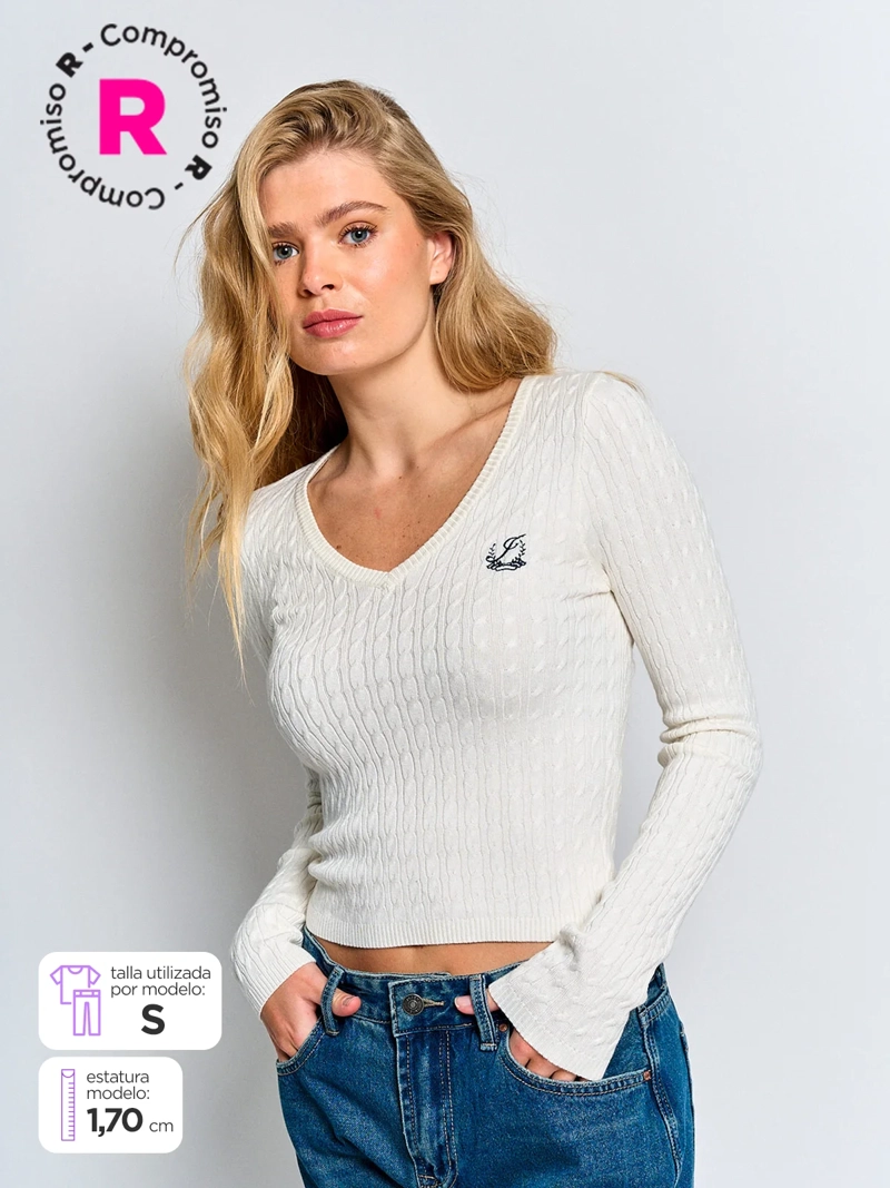 SWEATER MUJER INDEX MANGA LARGA TRENZADO - 1