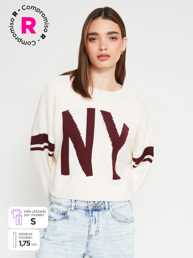 SWEATER MUJER INDEX MANGA LARGA BÁSICO - 1
