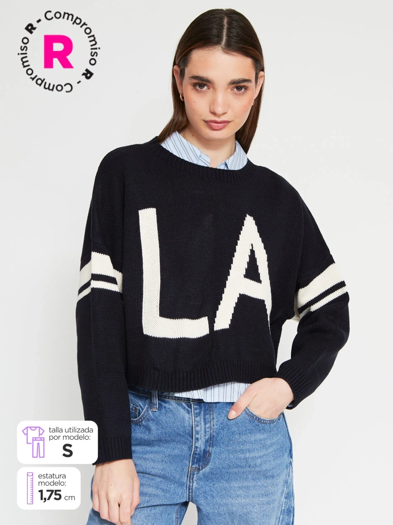 SWEATER MUJER INDEX MANGA LARGA BÁSICO - 1