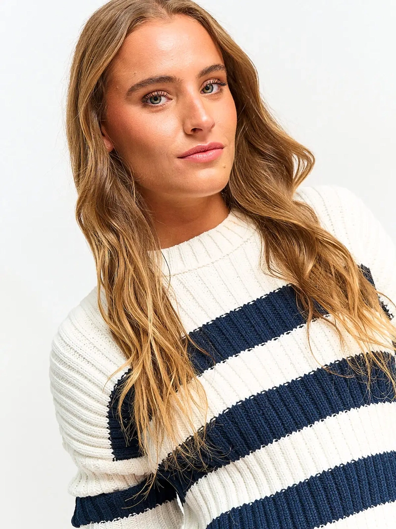 SWEATER MUJER INDEX ALGODÓN MANGA LARGA RAYADO - 3