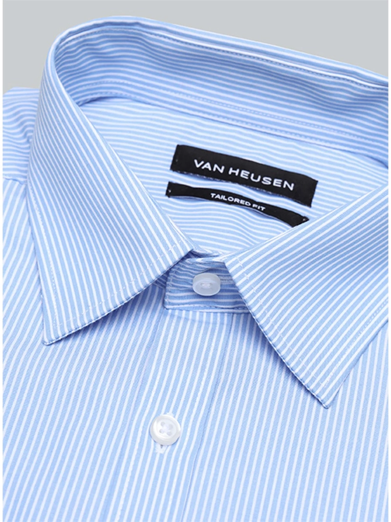 CAMISA HOMBRE VAN HEUSEN MANGA LARGA TAILORED FIT DISEÑO A RAYAS CUELLO ITALIANO PUÑO SIMPLE - 4