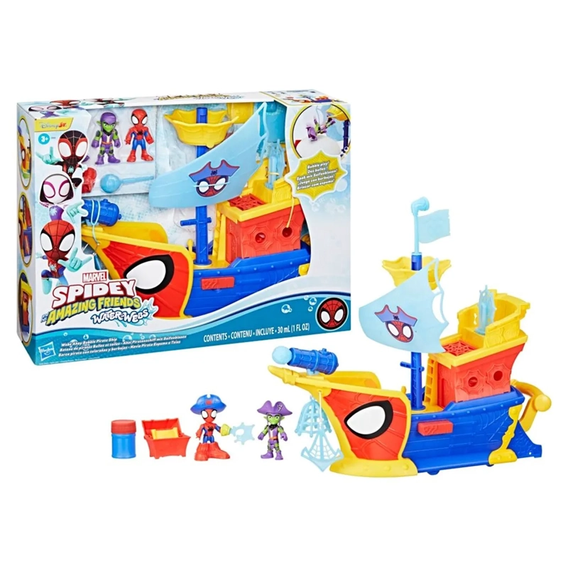 FIGURA DE ACCIÓN SPIDEY AND HIS AMAZING FRIENDS WATER-WEBS AHOY BUBBLE BARCO PIRATA - 1