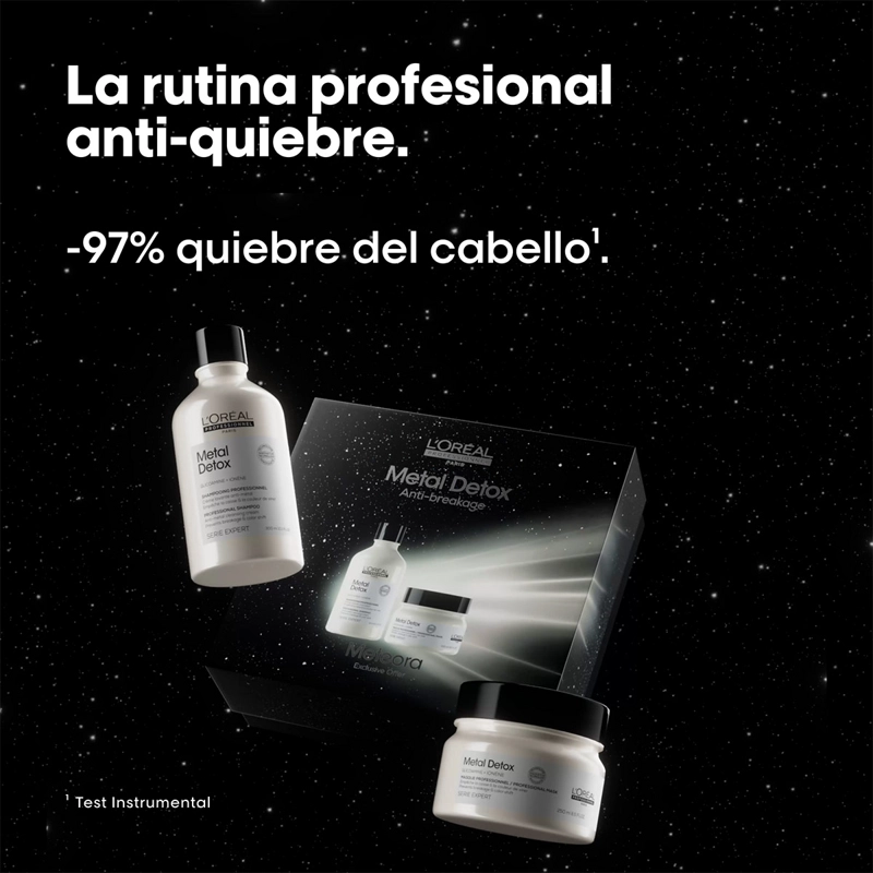 SET ANTI-QUIEBRE CABELLO DAÑADO LOREAL PROFESSIONNEL METAL DETOX SHAMPOO 300 ML + MÁSCARA 250 ML - 3