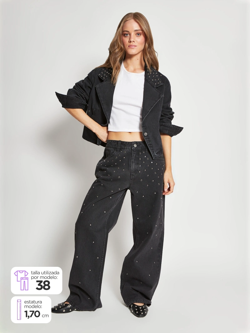JEANS MUJER BARBADOS ALGODÓN CORTES EMBELLISH - 1
