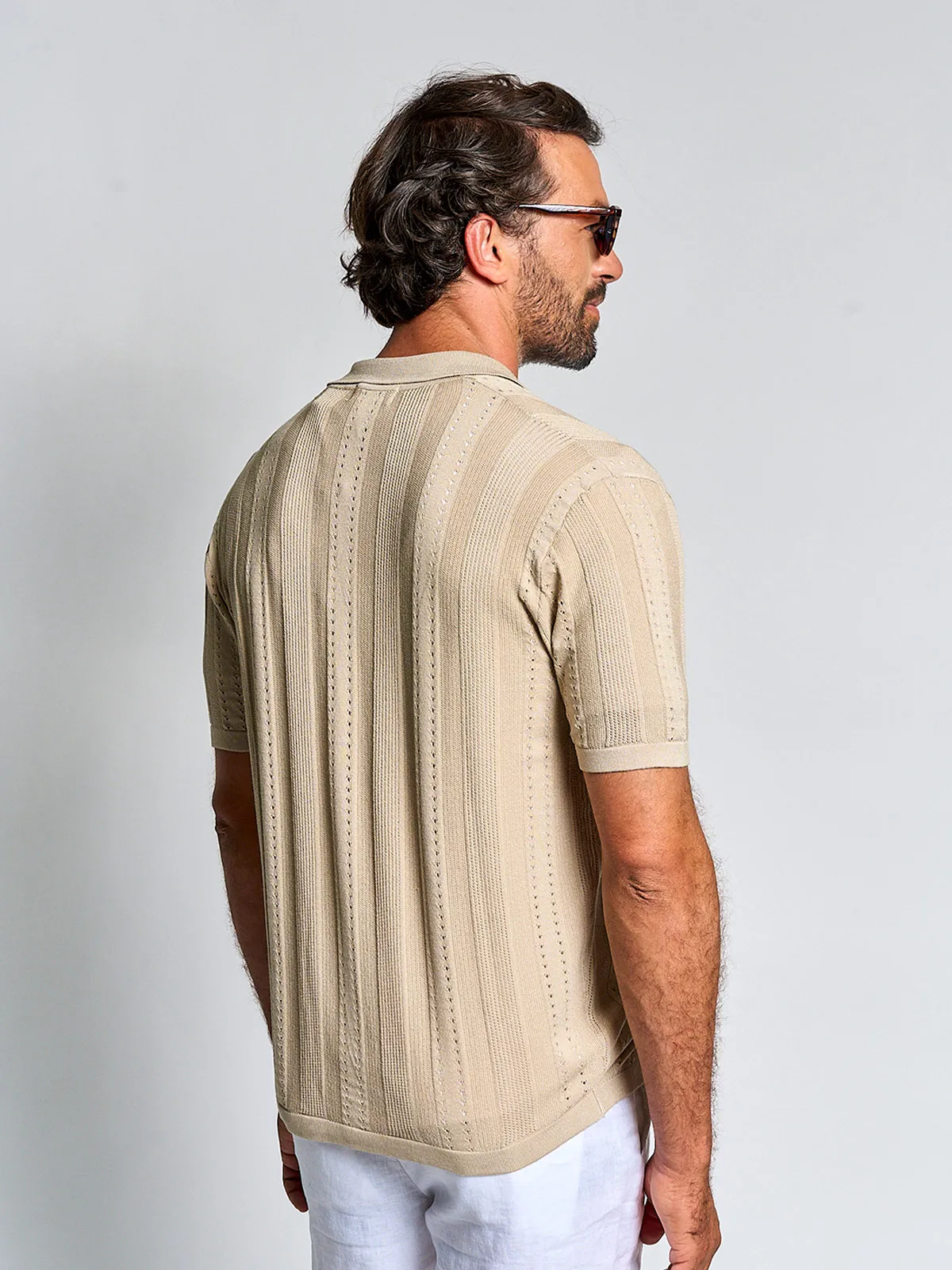 CAMISA HOMBRE SPAVALDI MANGA CORTA TEJIDA BOTONES - 2