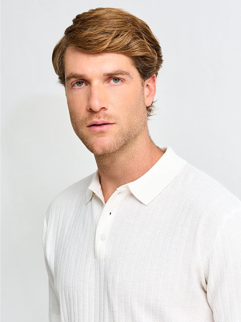 POLERA HOMBRE SPAVALDI CUELLO POLO MANGA CORTA TEJIDA TEXTURA - 3