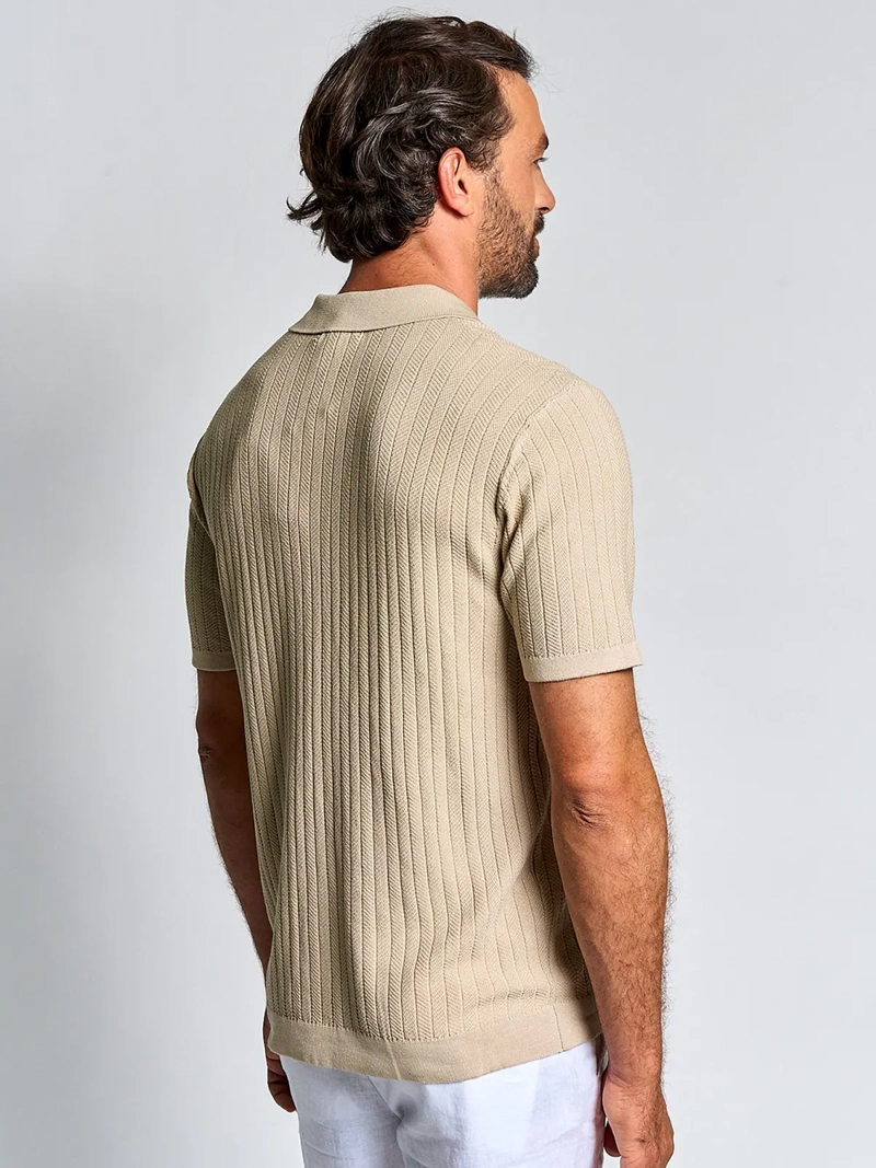 POLERA HOMBRE SPAVALDI CUELLO POLO MANGA CORTA TEJIDA TEXTURA - 2