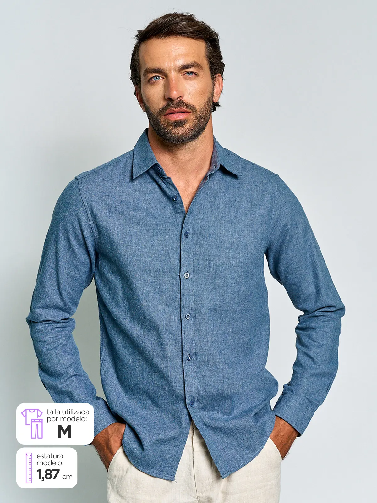 CAMISA HOMBRE SPAVALDI ALGODÓN MANGA LARGA FRANELA - 1