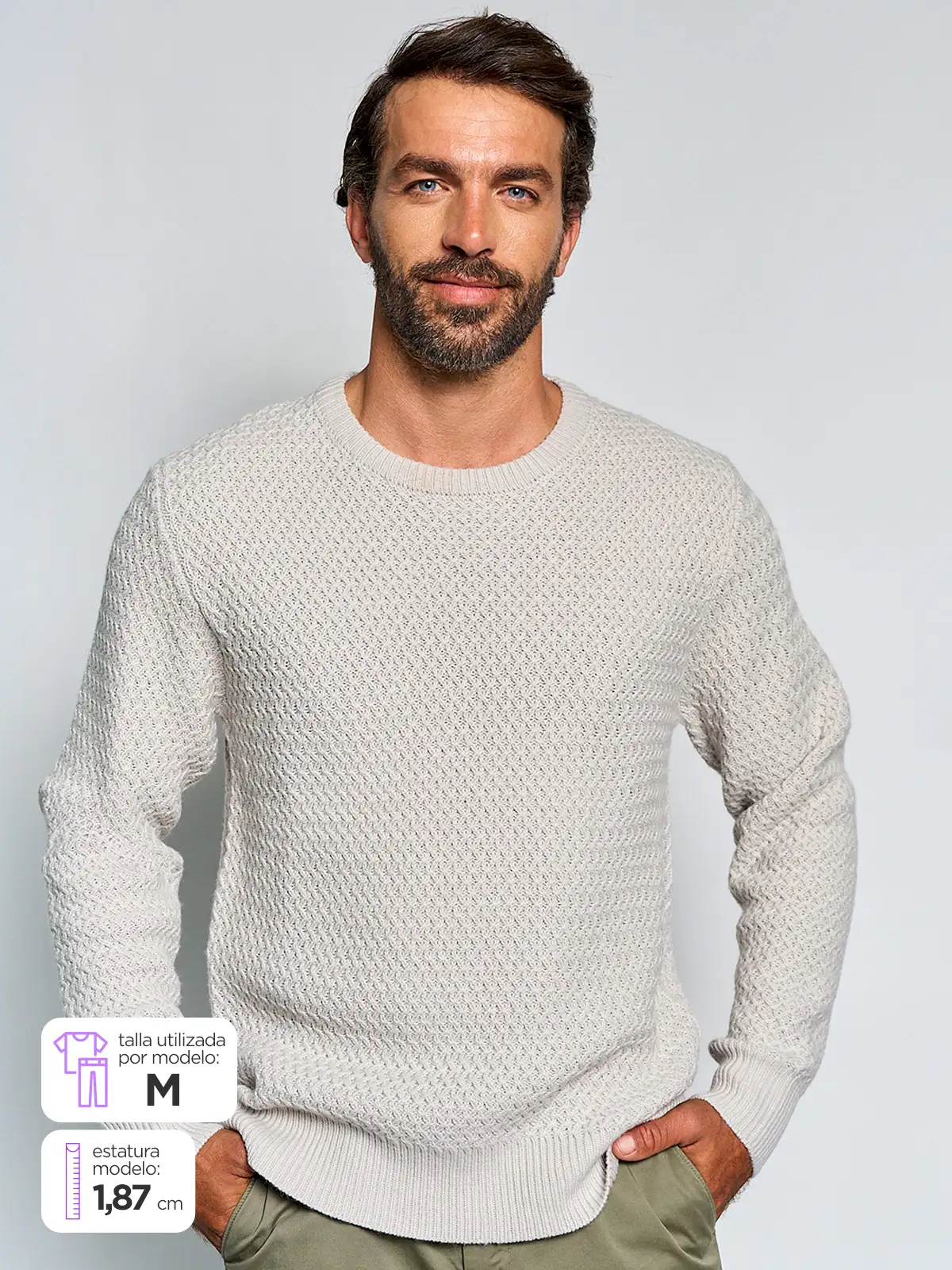 SWEATER HOMBRE SPAVALDI CUELLO REDONDO TRENZADO - 1
