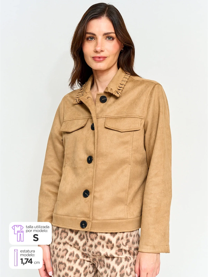 CHAQUETA MUJER AZIZ CORTA TIPO SUEDE - 1