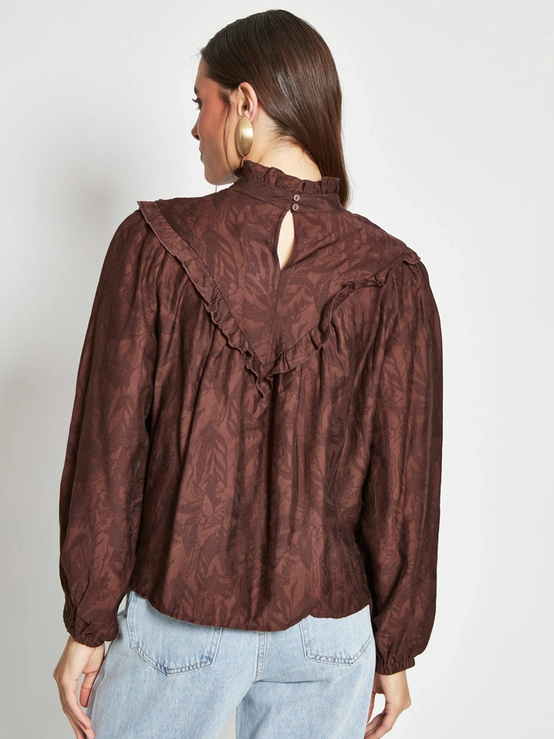 BLUSA MUJER TATIENNE ESCOTE TRIÁNGULO MANGA GLOBO - 2