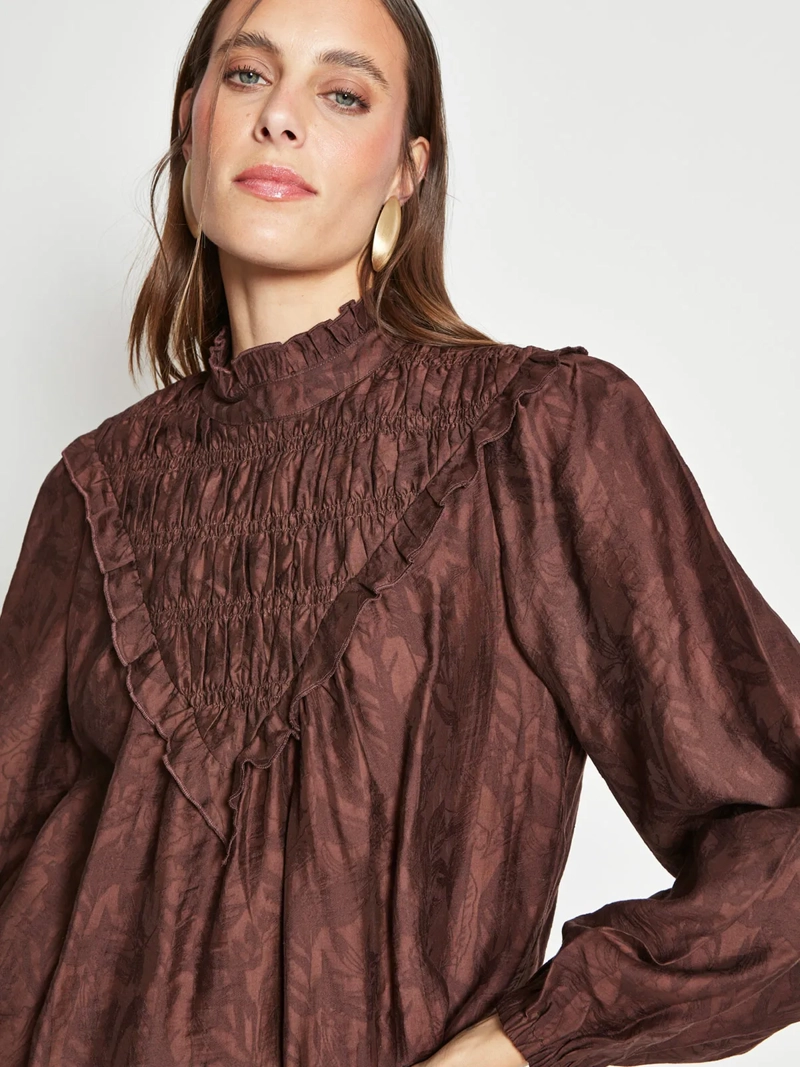 BLUSA MUJER TATIENNE ESCOTE TRIÁNGULO MANGA GLOBO - 3