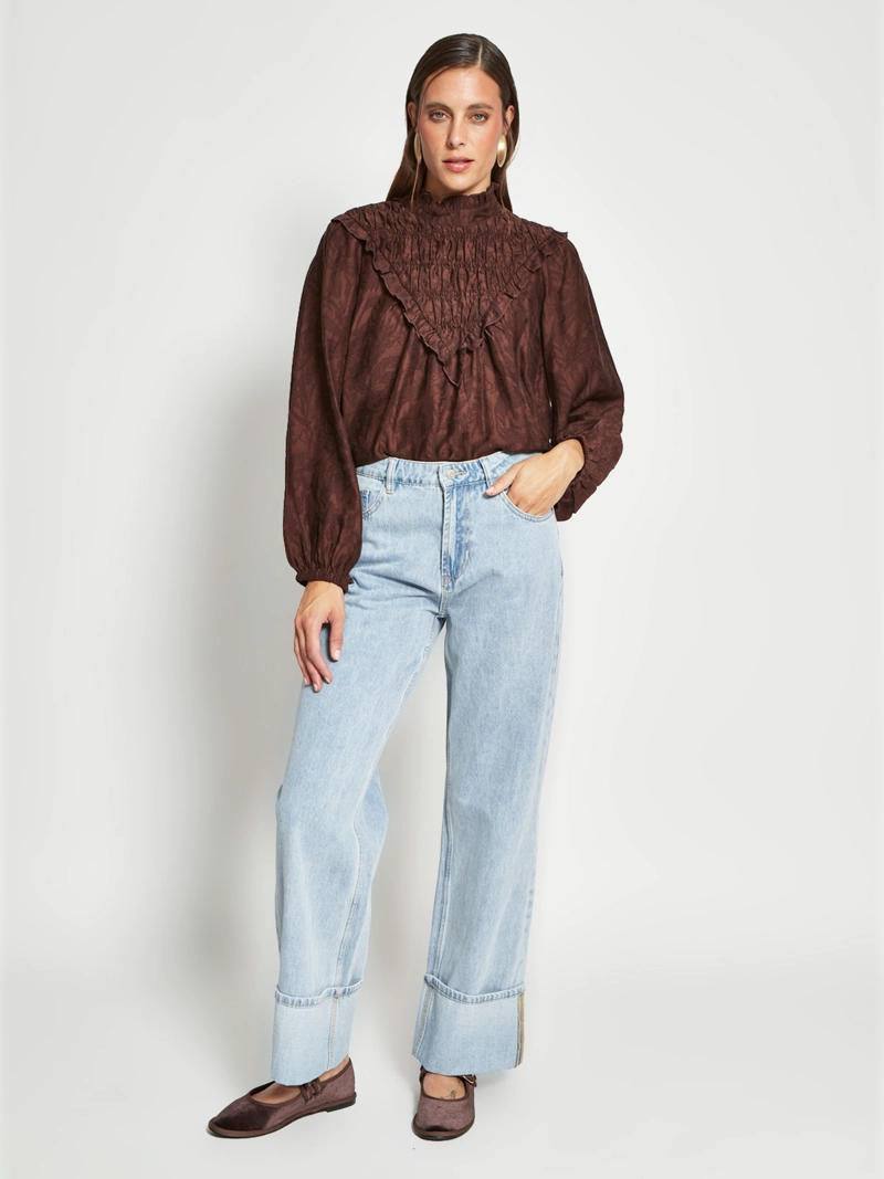 BLUSA MUJER TATIENNE ESCOTE TRIÁNGULO MANGA GLOBO - 4