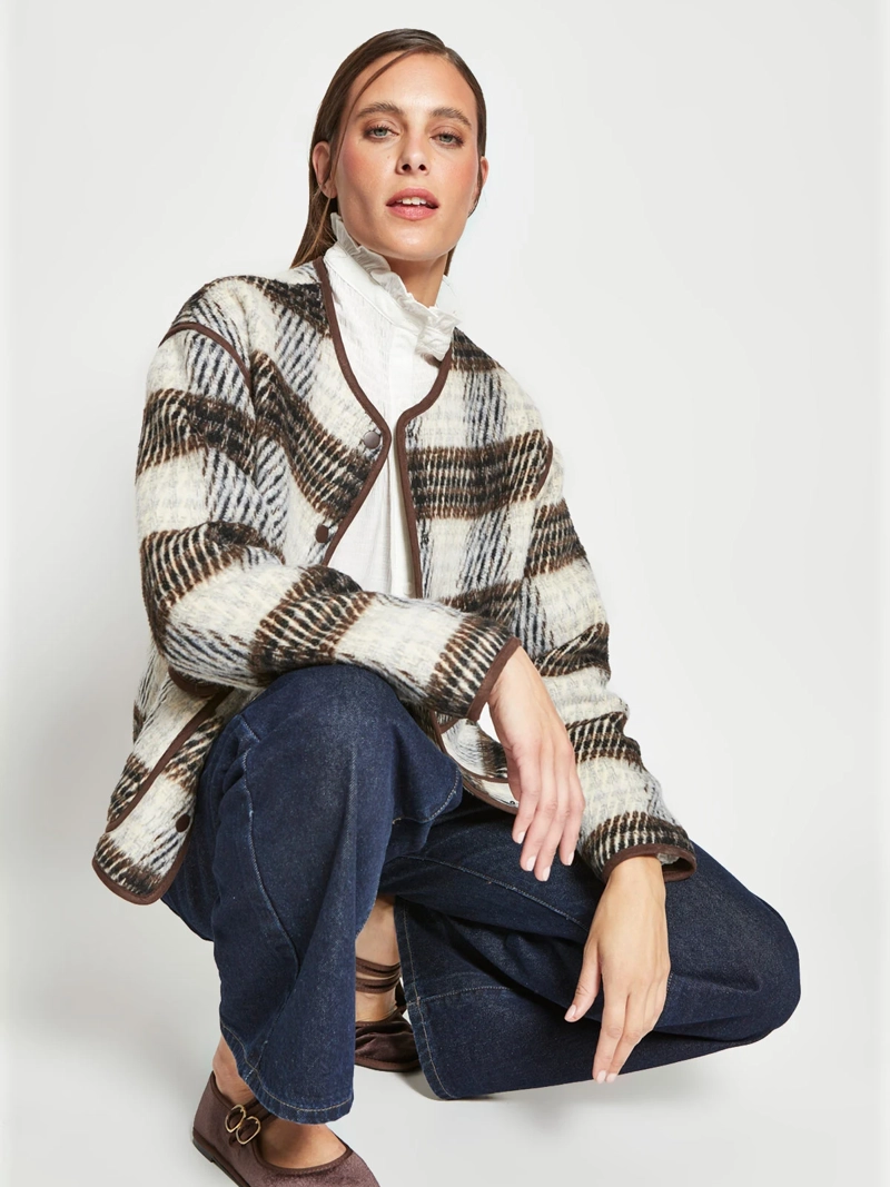 CHAQUETA MUJER MARQUIS CUADROS RIBETE - 4