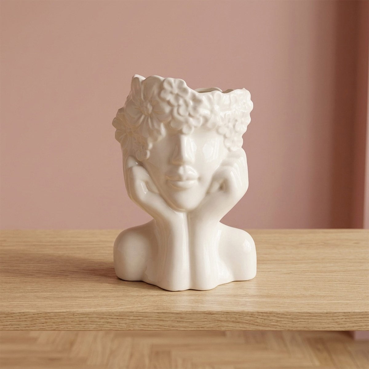FIGURA DECORATIVA RIPLEY HOME ROSTRO CON FLORES SIN RELIEVE M - 1