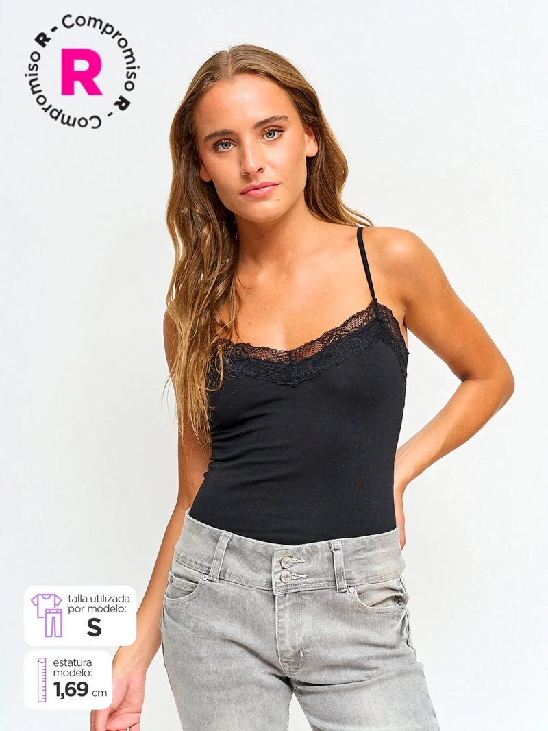 BODY MUJER INDEX ALGODÓN SIN MANGAS LENCERO