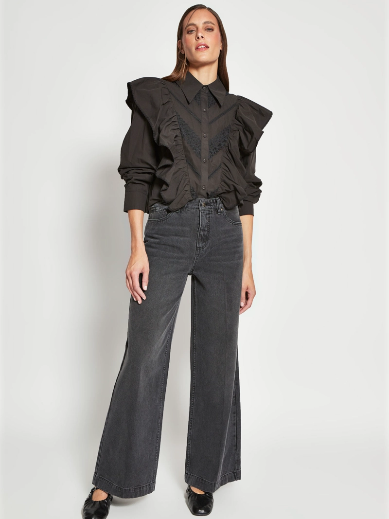 BLUSA MUJER MARQUIS ALGODÓN RUFFLES CUELLO - 4