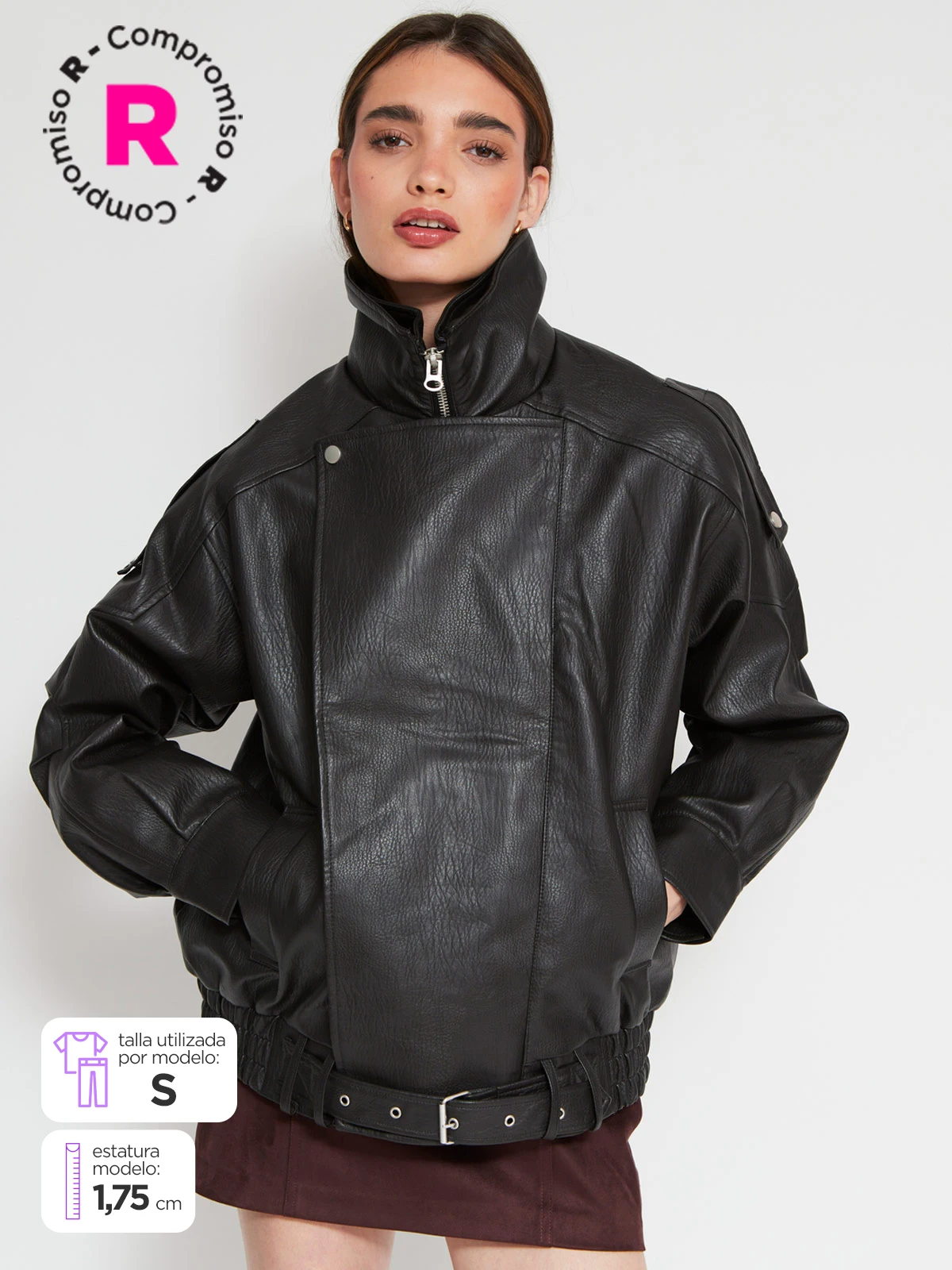 CHAQUETA MUJER INDEX BIKER EFECTO PIEL - 2