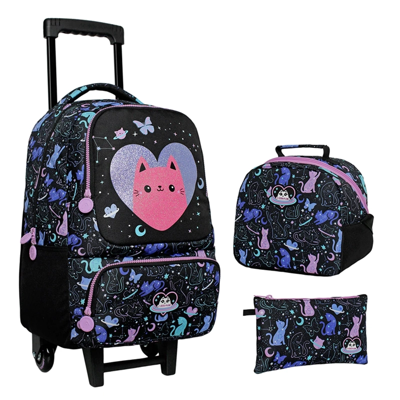 MOCHILA CON RUEDAS HEAD PACK BAKAN 2026 SPACE CAT NEGRO