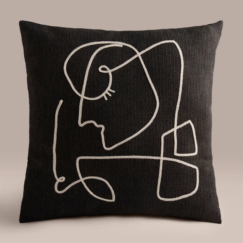 COJÍN DECORATIVO RIPLEY HOME ROSTRO 45X45 CM NEGRO - 1