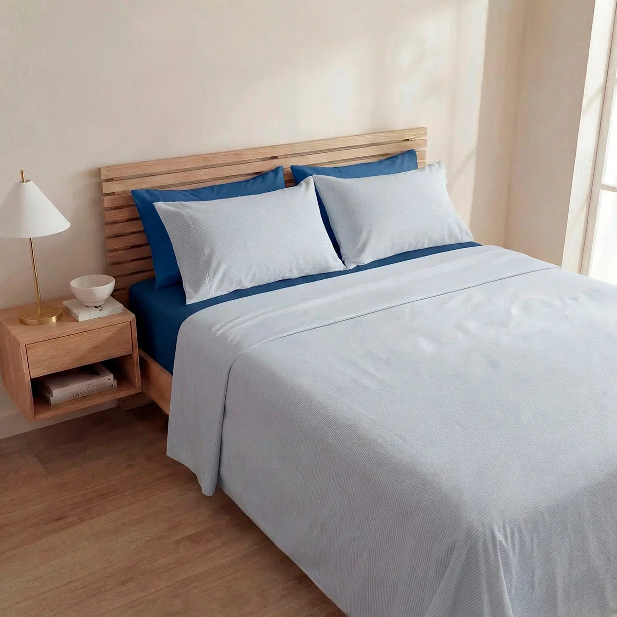 JUEGO DE SÁBANAS RIPLEY HOME ESTAMPADA DOBLE FUNDA KING AZUL - 1
