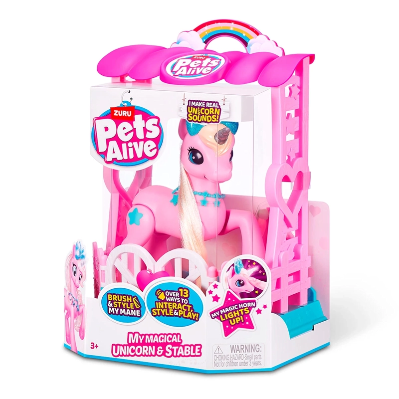 SET DE JUEGO PETS ALIVE UNICORNIO MÁGICO Y ESTABLO - 1