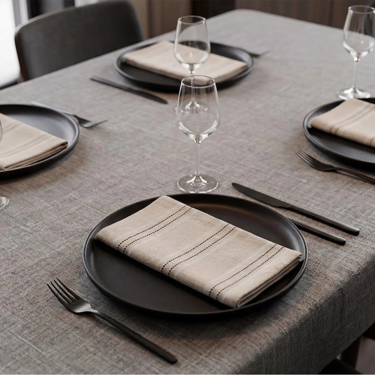 SET X4 INDIVIDUALES RIPLEY HOME NERO BEIGE - 1