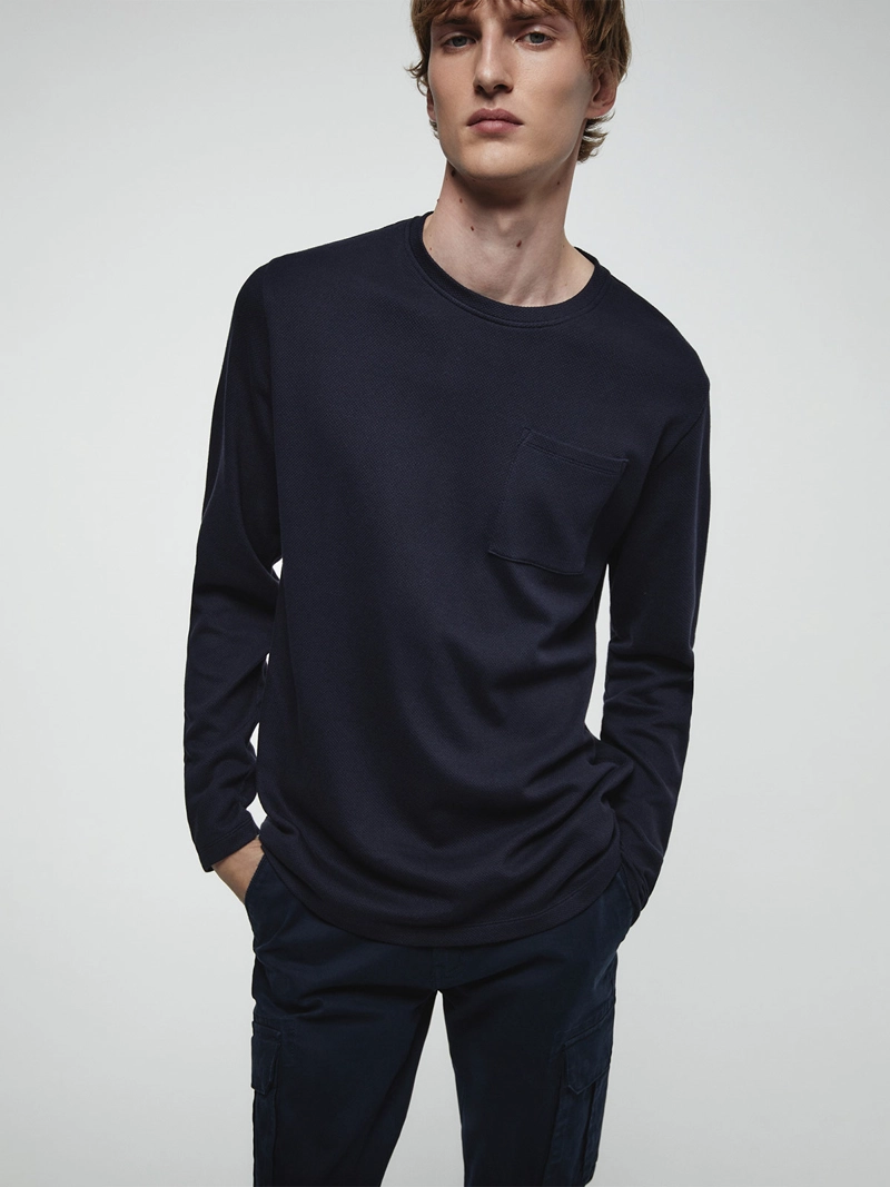 POLERA HOMBRE SFERA MANGA LARGA CUELLO CAJA