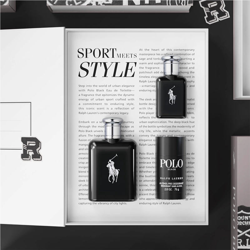 PERFUME RALPH LAUREN POLO BLACK HOMBRE EDT 125 ML + 40 ML + DESODORANTE - 3