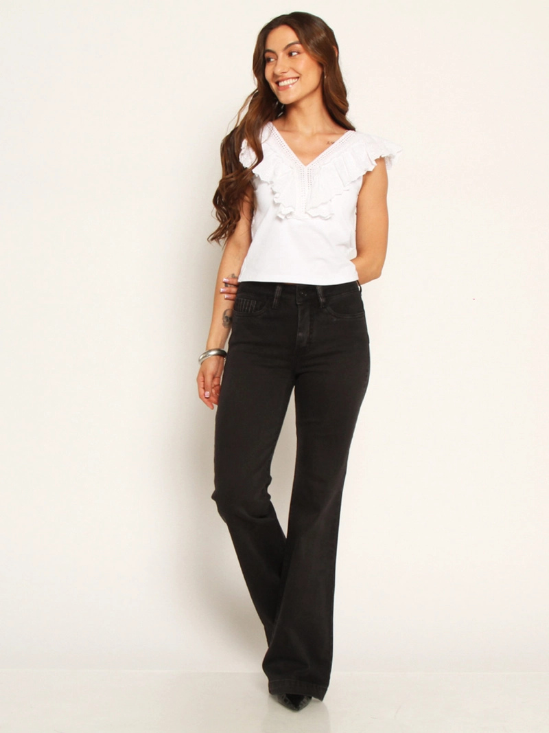 JEANS MUJER WADOS ALGODÓN CARGO FLARE TIRO ALTO - 2
