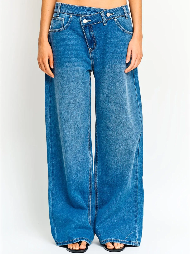 JEANS MUJER INDEX ALGODÓN PRETINA CRUZADA TIRO BAJO - 2