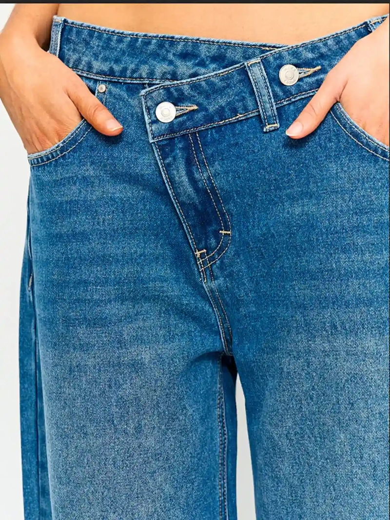 JEANS MUJER INDEX ALGODÓN PRETINA CRUZADA TIRO BAJO - 4
