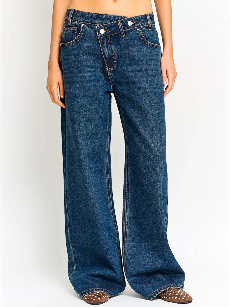 JEANS MUJER INDEX ALGODÓN PRETINA CRUZADA TIRO BAJO - 2