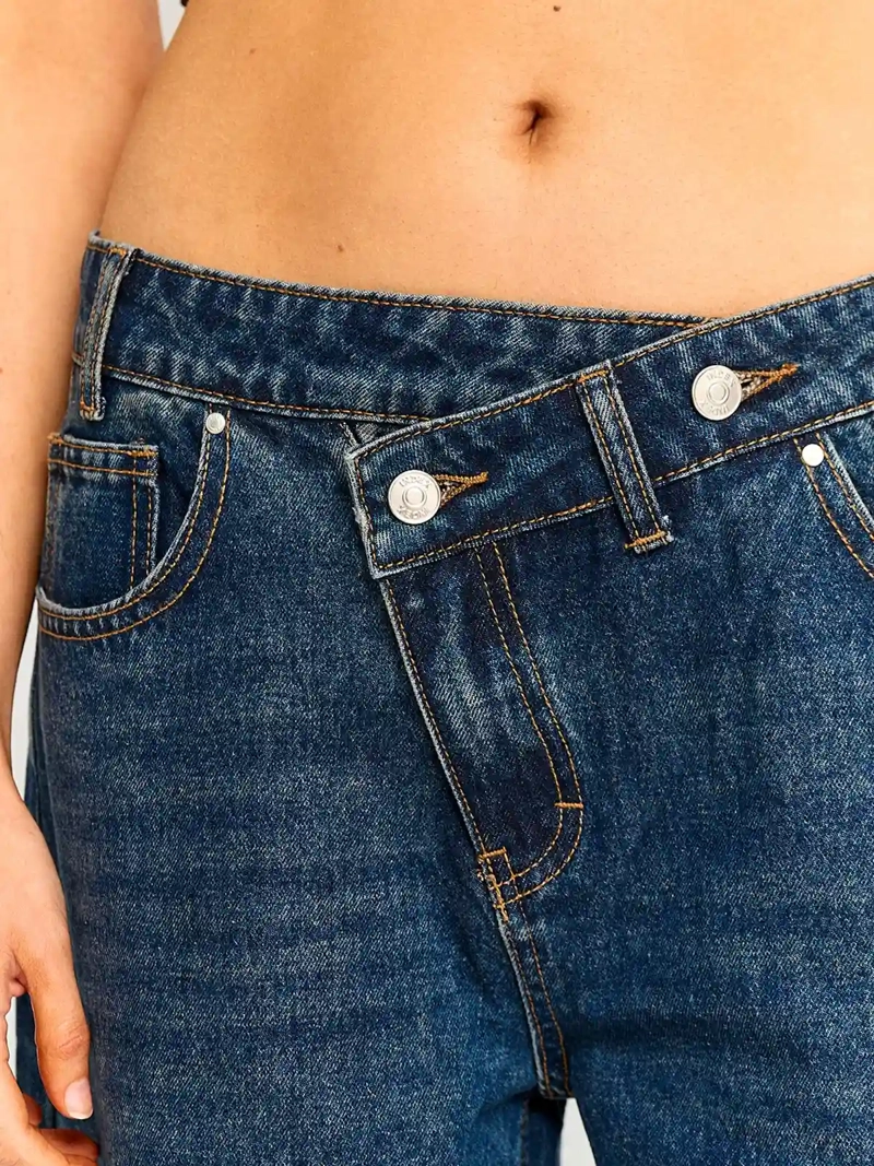 JEANS MUJER INDEX ALGODÓN PRETINA CRUZADA TIRO BAJO - 4