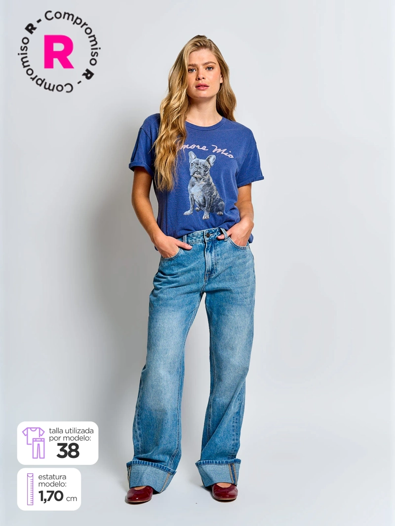 JEANS MUJER INDEX ALGODÓN BASTA DOBLADA - 1