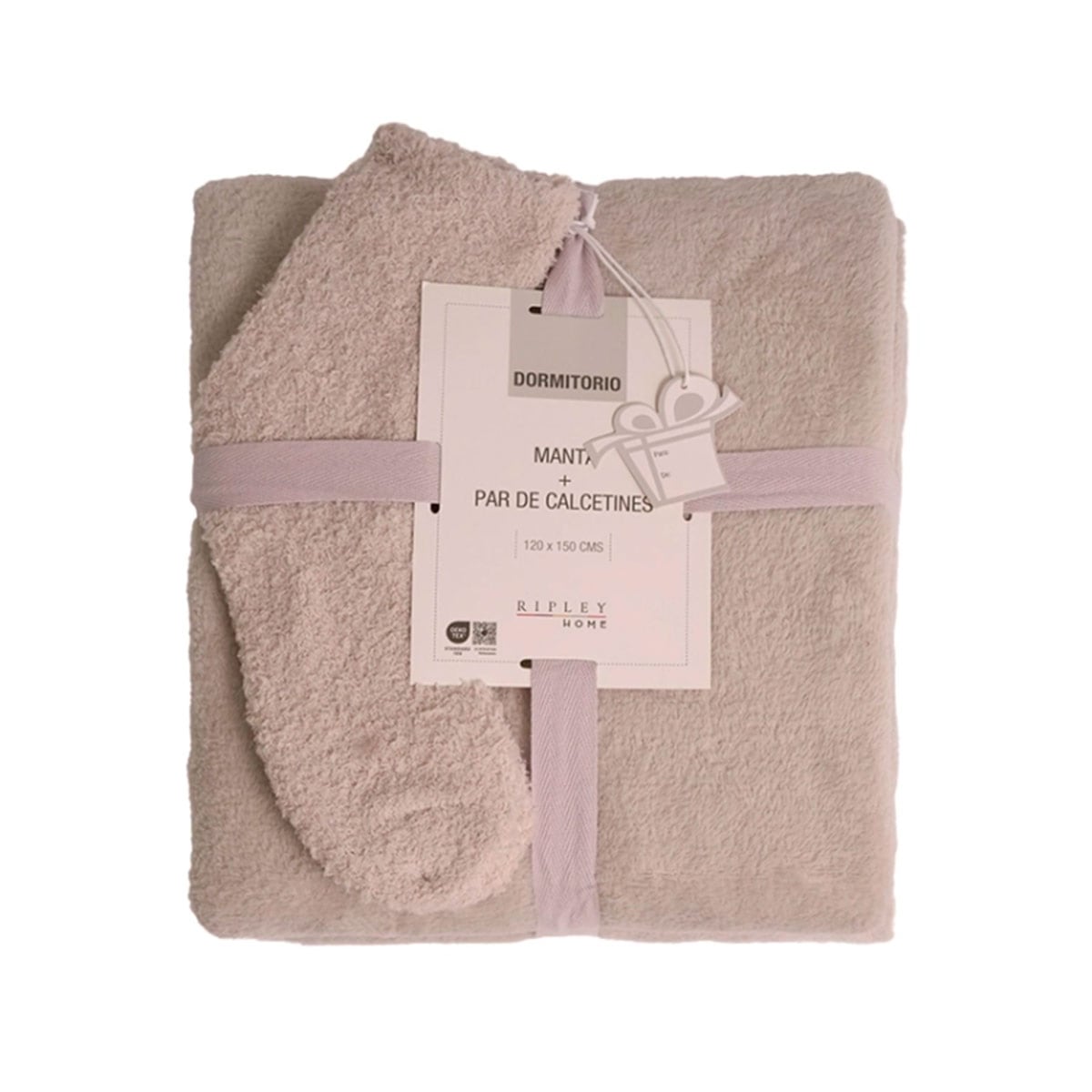 PACK RIPLEY HOME MANTA + PAR DE CALCETINES BEIGE - 2