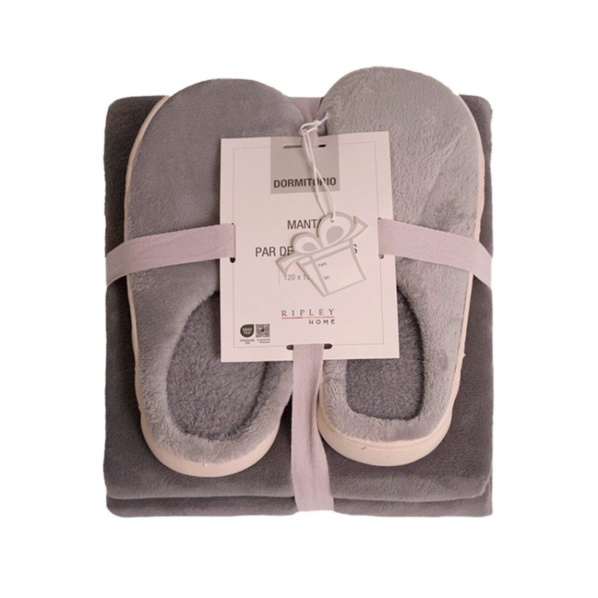 PACK RIPLEY HOME MANTA + PAR DE PANTUFLAS GRIS - 2