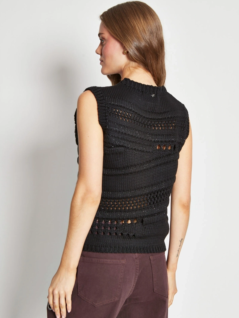 SWEATER MUJER BARBADOS SIN MANGAS PUNTO IRREGULAR - 2
