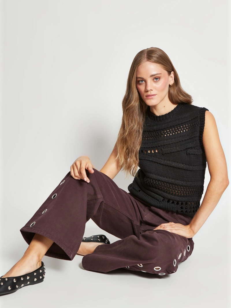 SWEATER MUJER BARBADOS SIN MANGAS PUNTO IRREGULAR - 4