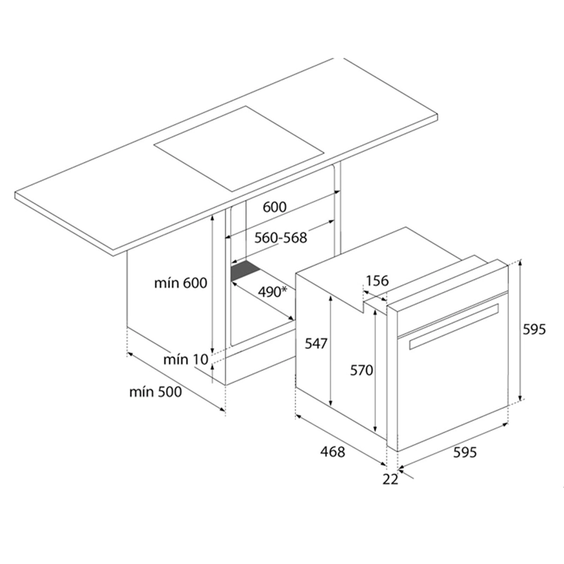 HORNO ELÉCTRICO THOR EMPOTRABLE 57L TO-53 BK - 7