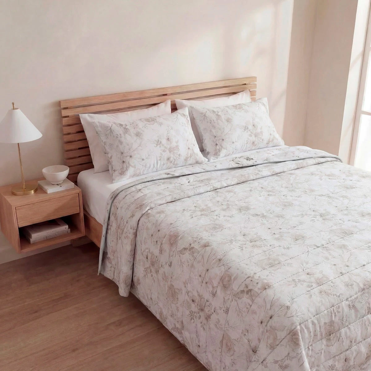 PLUMÓN RIPLEY HOME PERCALE 1.5 PLAZAS FLORES TAUPE  - 1