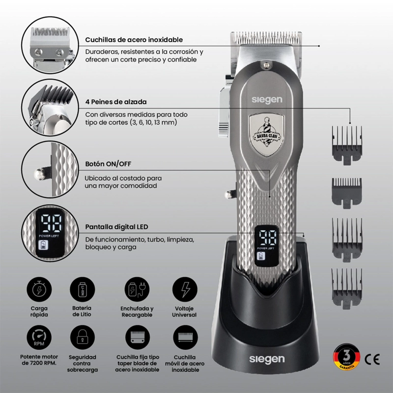 AFEITADORA SIEGEN CLIPPER SG-8700 - 9