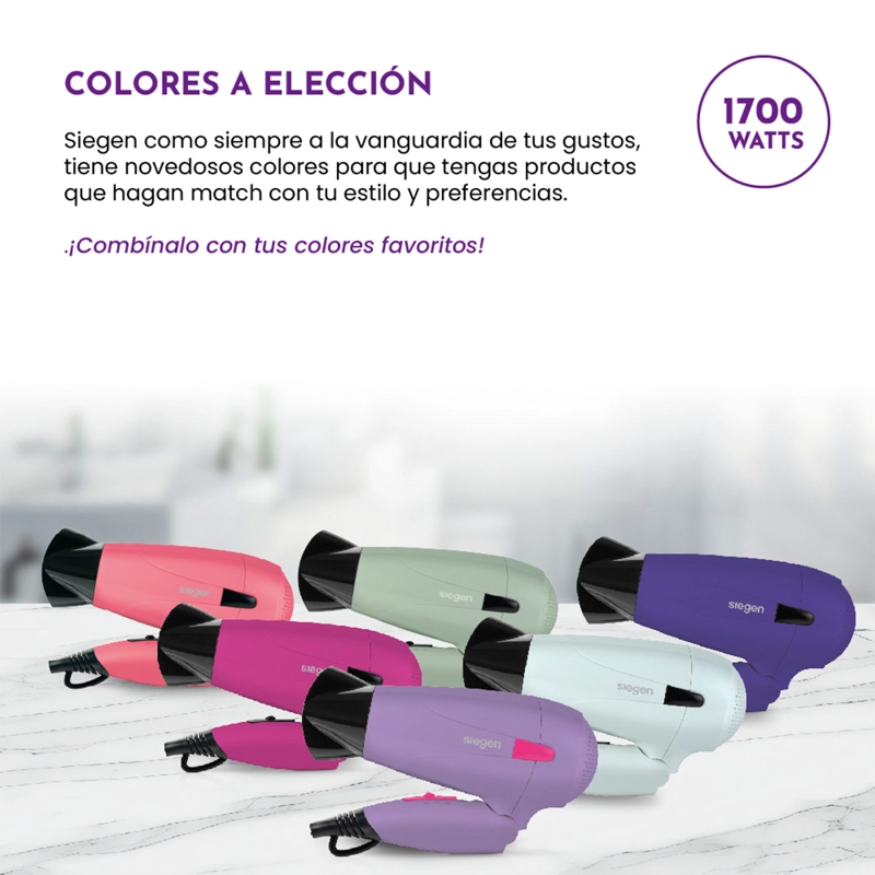 SECADOR DE PELO SIEGEN LET’S GO TRAVEL SG-3012C62 1700W - 6