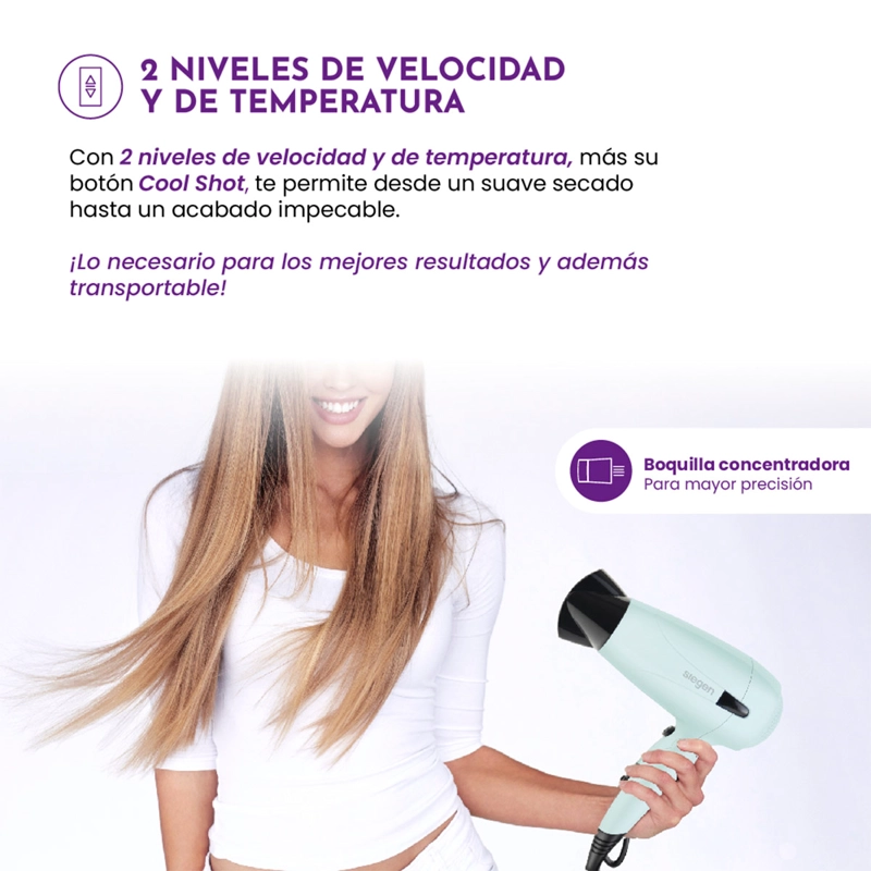SECADOR DE PELO SIEGEN LET’S GO TRAVEL SG-3012C62 1700W - 7