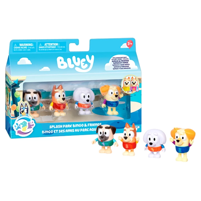 BLUEY S13 COLOR CHANGE FIGURE 4PK WATER PARK BINGO & FRIENDS EXCLUSIVE - 3