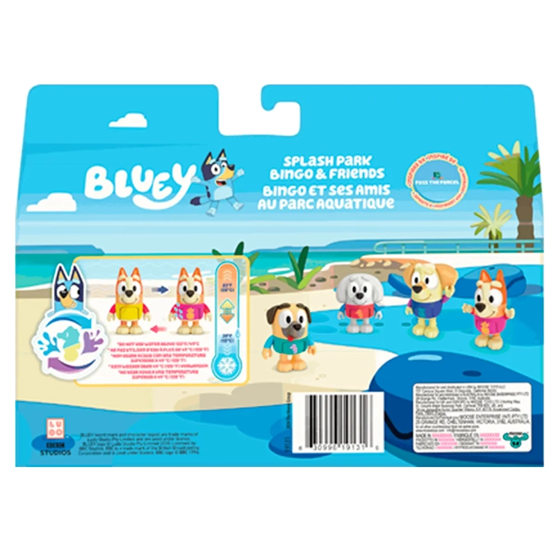 BLUEY S13 COLOR CHANGE FIGURE 4PK WATER PARK BINGO & FRIENDS EXCLUSIVE - 4