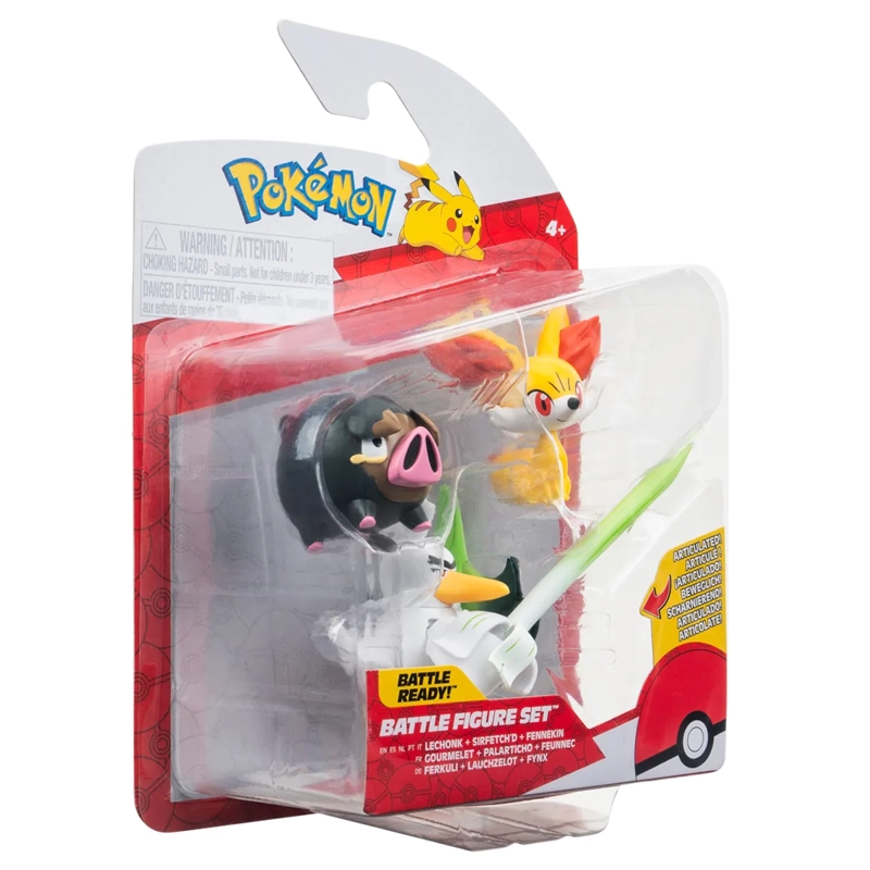 POKEMON BATTLE FIGURA PACK DE 3 FENNEKIN LECHONK Y SIRFETCH  - 8