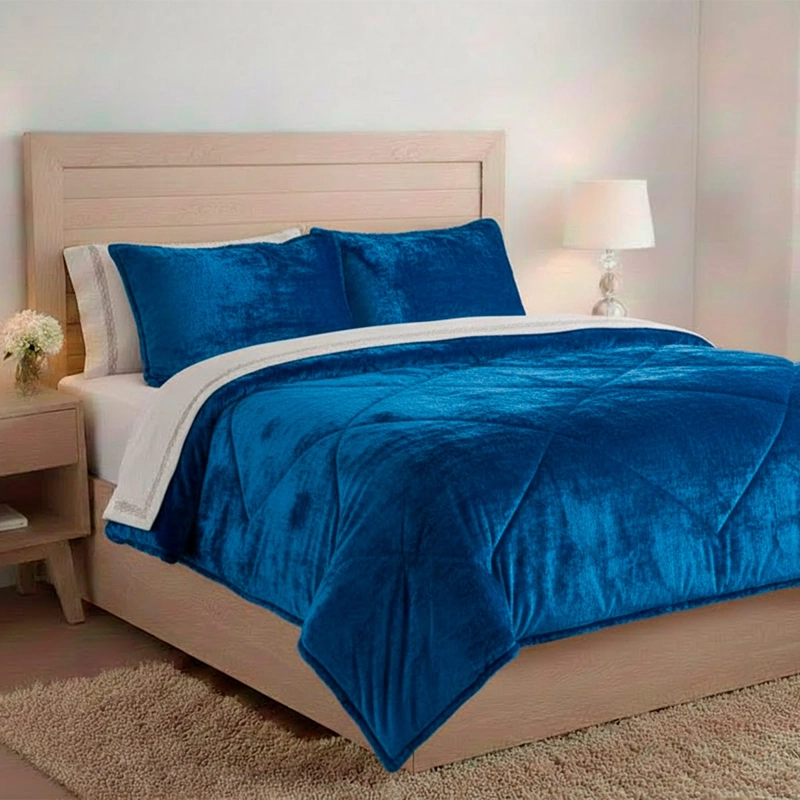 PLUMÓN RIPLEY HOME SHERPA FRANELA 1.5 PLAZAS AZUL - 1