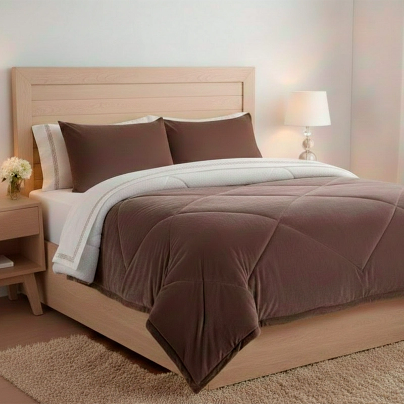 PLUMÓN RIPLEY HOME SHERPA FRANELA 2 PLAZAS TAUPE - 1